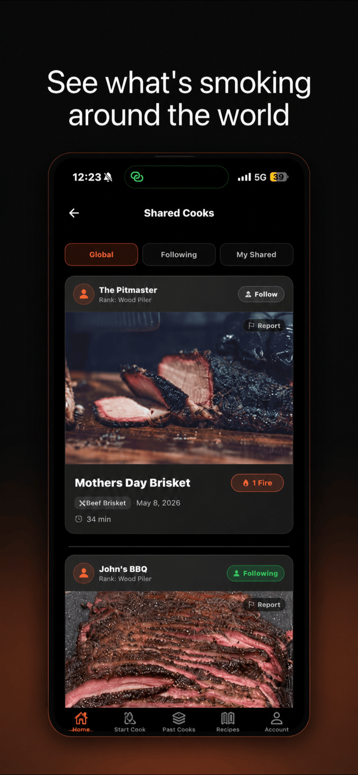 MyBBQ global feed of shared cooks from pitmasters around the world